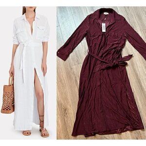 L'AGENCE Cameron Purple Maxi Shirt Dress Size XS NWT